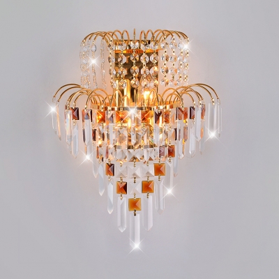 Elegant Crystal Decoration Wall Light Metal Gold Finish Sconce Light for Living Room Hotel