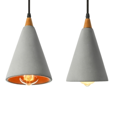 Industrial Pendant Light with 6.3''W Shade in Cement Style