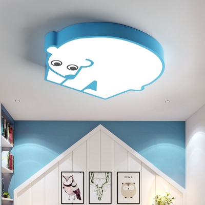 Lovely Polar Bear Flushmount Light Acrylic Candy Color LED Ceiling Light in Warm/White for Foyer