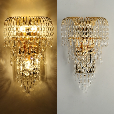 Luxurious Candle Sconce Light Metal Gold Wall Lamp with Crystal Ball for Hotel Restaurant