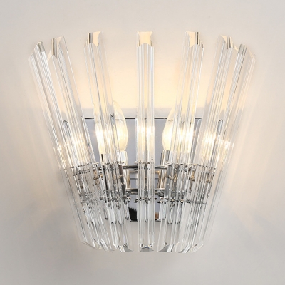 Luxurious Candle Wall Light with Crystal Decoration Metal 2 Lights Chrome Sconce Light for Foyer