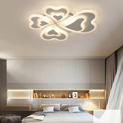 4 Head Loving Heart Ceiling Mount Light Modern Acrylic LED Ceiling Fixture in Warm/White for Corridor