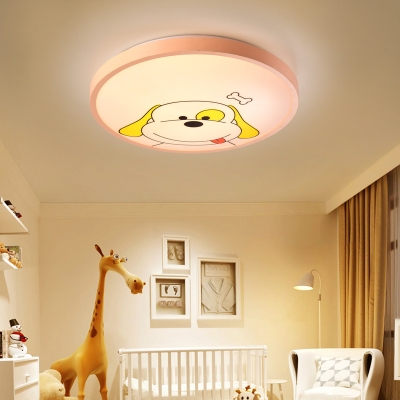 Cat/Doggy/Piggy Kindergarten LED Ceiling Mount Light Acrylic Animal Flush Light in Warm/White