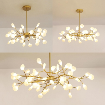 Fashion Branch Chandelier 30/45/54 Lights Acrylic Metal Pendant Light in Gold for Cloth Shop