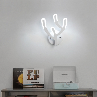 Nordic Style Antlers Sconce Light Acrylic White LED Wall Lamp in Warm/White for Kid Bedroom