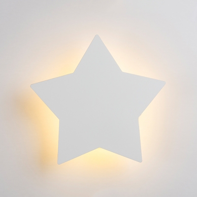 Kids Star LED Wall Light Wood Sconce Lamp in Blue/Beige/White/Yellow for Girls Bedroom Game Room