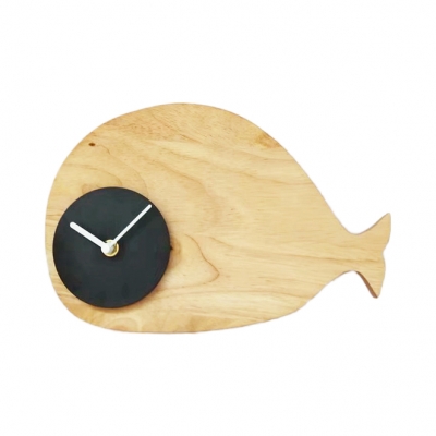 Cartoon Cloud/Whale LED Wall Light with Black/White Clock Wood Sconce Light in Warm/White for Study Room