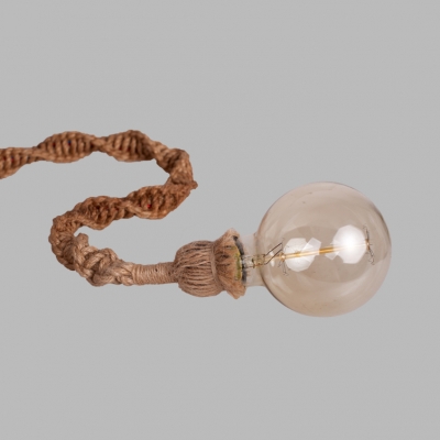 Rustic Stylish Open Bulb Pendant Light 1/3 Pack 1 Bulb Rattan Cord Hanging Light in Brown for Hallway