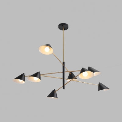 Metal Conical Shade Pendant Light 4/6/8 Lights Contemporary Chandelier in Black for Restaurant