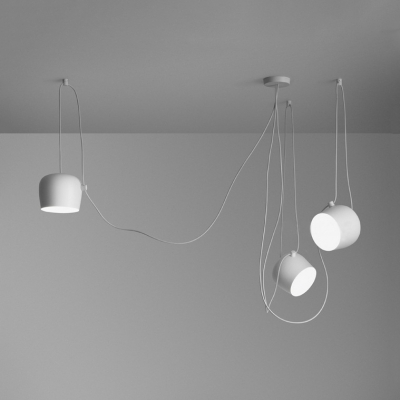 Metal Urn Pendant Light Cloth Shop 1/3 Lights Contemporary Ceiling Light in Black/White