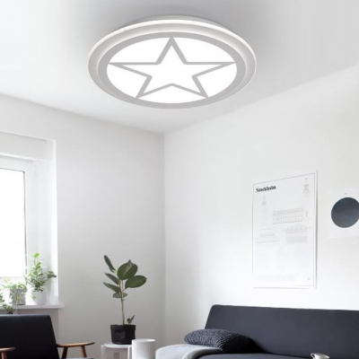 Modern Slim Star Flush Mount Light Acrylic Stepless Dimming/Warm/White Ceiling Lamp in White for Bedroom