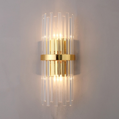 lights gold modern light sconce living glass cylinder clear bedroom beautifulhalo lighting