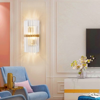 Modern Stylish Gold Wall Lamp Tube Clear Crystal 2 LED Wall Sconce for Bedroom Study Room