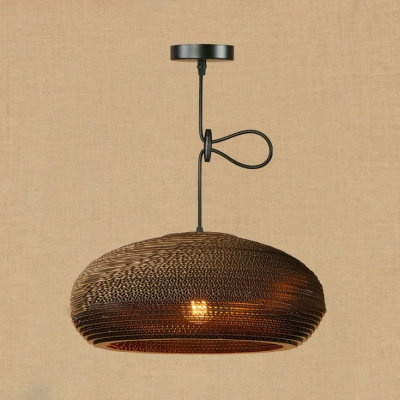 Retro Style Adjustable Ceiling Pendant Light with Wrinkled Paper Shade for Dining Room Hallway 5 Designs Available