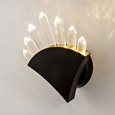 Simple Style Triangle Sconce Light 1/2 Heads Metal Sconce Light with Clear Crystal in Black for Stair