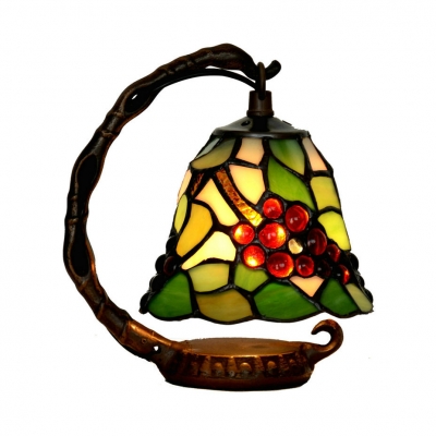 Stained Glass Grape/Rose Night Light 1 Head Vintage Tiffany Table Light for Living Room
