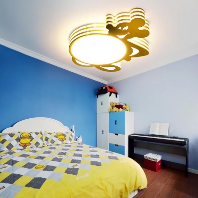 White Cap&Star/Mouse Ceiling Mount Light Cartoon Acrylic Third Gear Ceiling Lamp for Child Bedroom