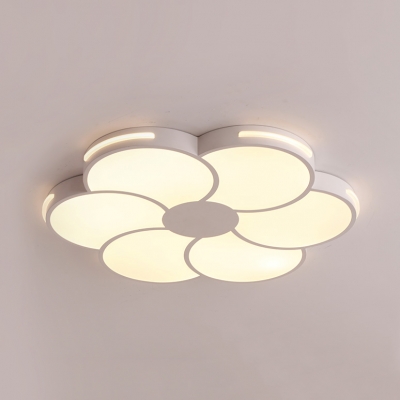 White Petal Ceiling Mount Light Simple Style Acrylic Third Gear/Warm/White Ceiling Lamp for Dining Room