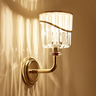 1 Light Cylidner Wall Lamp Traditional Stainless Steel Sconce Light in Gold for Hotel Cafe