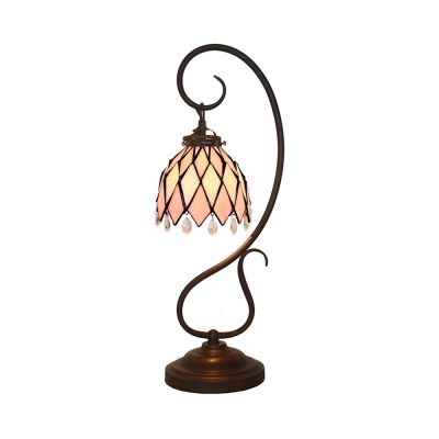 1 Light Desk Light with Baroque/Bead/Lotus Tiffany Stylish Stained Glass Table Light for Study Room