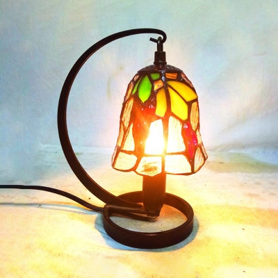 Stained Glass Table Light with Dragonfly/Flower/Grape/Rose 1 Light Rustic Tiffany Desk Light for Study Room