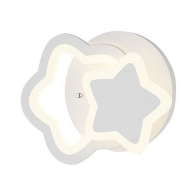 Modern White LED Sconce Light Cloud/Flower/Heart/Star Acrylic Wall Lamp in Warm/White for Kindergarten