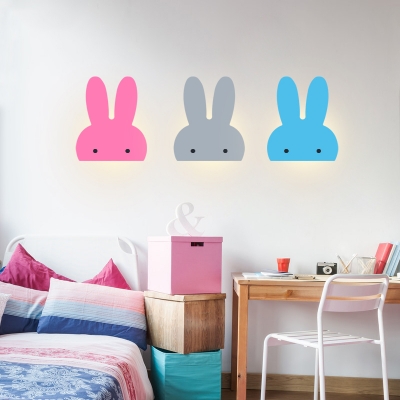 Cartoon Lovely Rabbit Wall Light Metal Multi-Color Choice LED Sconce Light for Girls Bedroom