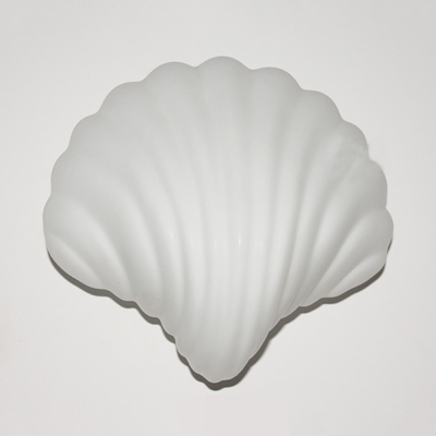 Milk Glass Shell Shaped Wall Light One Light Modern Style LED Sconce Light in White for Dining Room