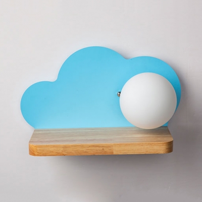 Bedside Cloud Wall Light Frosted Glass 1 Head Macaron Loft Blue/Green/Pink/White LED Sconce Light