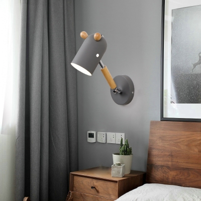 Horse Head Child Bedroom Wall Light Metal 1 Head Macaron Loft Sconce Light in Gray/Green/White