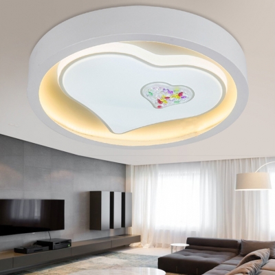 Acrylic Heart/Star Flush Light Lovely Third Gear/White Lighting Ceiling Lamp in White for Kid Bedroom