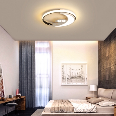 Black/White Monkey LED Flush Mount Light Animal Metal Black/White Finish Ceiling Lamp in Warm/White for Kid Bedroom