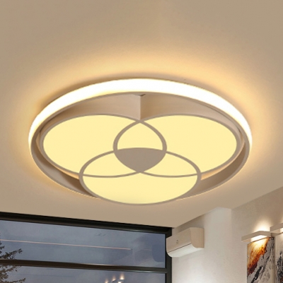 Contemporary Black/White Ceiling Fixture Circle Acrylic Metal White Lighting Flush Ceiling Light for Kitchen