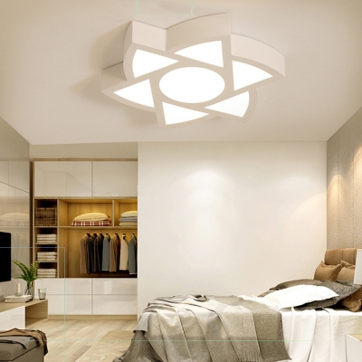 Contemporary Foot/Star/Y-Shaped Flush Light Acrylic Stepless Dimming Ceiling Lamp in White for Kindergarten