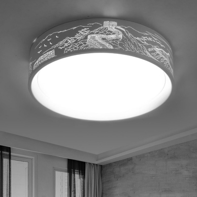 Contemporary White Flush Mount Light with Great Wall/Tree Metal Acrylic LED Ceiling Light with Third Gear/White Lighting