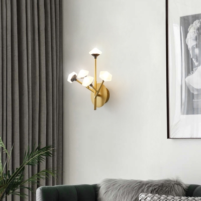 Corridor Bedroom Twig Wall Lamp Metal 5 Heads Modern Stylish Black/Gold Wall Lamp with Hexagon Shade