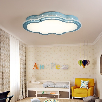 Hollow Cloud LED Flush Ceiling Light Simple Style Acrylic Blue/White Ceiling Lamp in Warm/White for Living Room