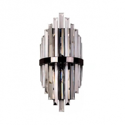 Living Room Cylinder Wall Lamp Clear Crystal Two Lights Modern Stylish Sconce Wall Light