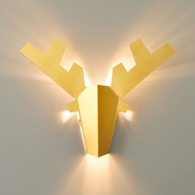 Metal Antler Shaped Wall Light with Ambient Lighting Nordic 1-Light Wall Lamp in Black/Gold/White