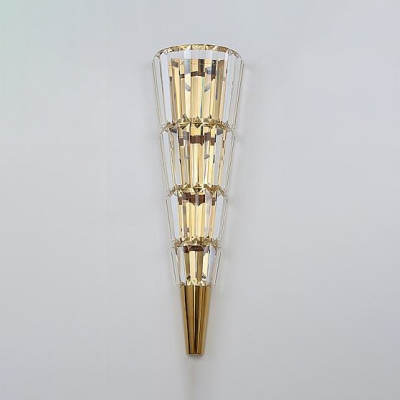 Modern Conical Shade Wall Light with Clear Crystal Metal LED Sconce Light in Gold for Dining Room