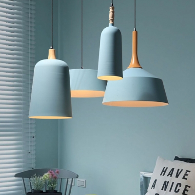 Nordic Style Blue Pendant Light with Shade 1 Bulb Aluminum Pendant Lamp for Restaurant Office