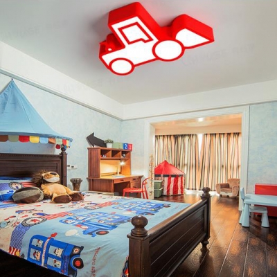 Nursing Room Excavator LED Ceiling Light Metal Cute Warm/White Flushmount Light in Blue/Green/Red/Yellow