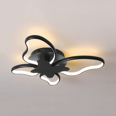 Pretty Butterfly Flush Mount Light Acrylic Black/White LED Ceiling Lamp in Warm/White for Kindergarten
