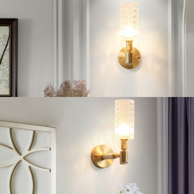 Striking Crystal Tube Wall Light 1 Light Classic Style Sconce Light in Gold for Kitchen Corridor