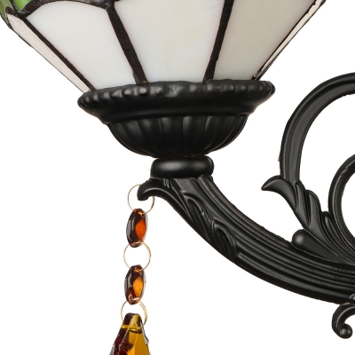 Tiffany Style Victorian Bowl Design Single Light Wall Sconce, 8