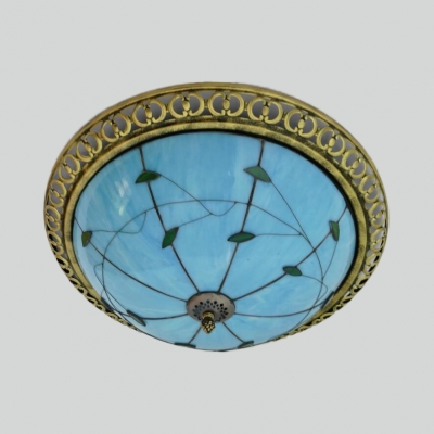 Umbrella Shade Ceiling Fixture Tiffany Style Blue/Clear/Pink/Sky Blue Glass Flush Mount Light for Cloth Shop