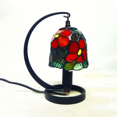 Stained Glass Table Light with Dragonfly/Flower/Grape/Rose 1 Light Rustic Tiffany Desk Light for Study Room