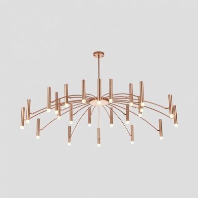 Spider Living Room Chandelier Metal 24 Lights Nordic Simple Hanging Light in Black/Rose Gold