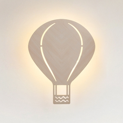 Cartoon Balloon/Sun Sconce Light Wood Beige LED Wall Lamp with Warm Lighting for Child Bedroom