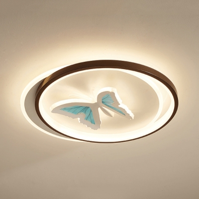 Acrylic Butterfly LED Ceiling Lamp Nordic Style Warm/White Flush Mount Light in Blue for Child Bedroom